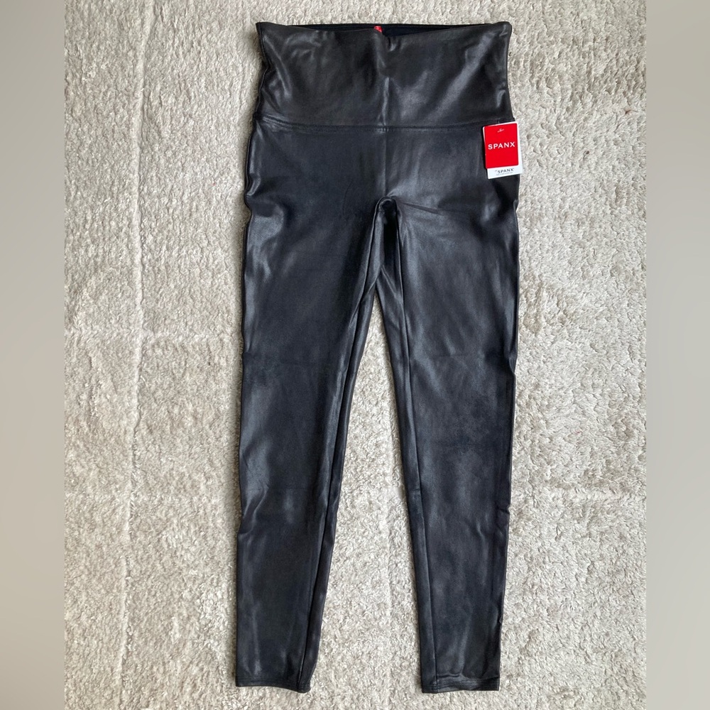 Brand new Spanx Black Faux Leather Leggings XL